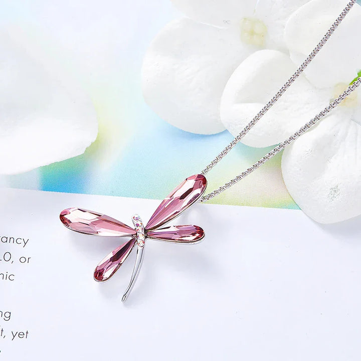 Pendentif en cristal Libellule Rose