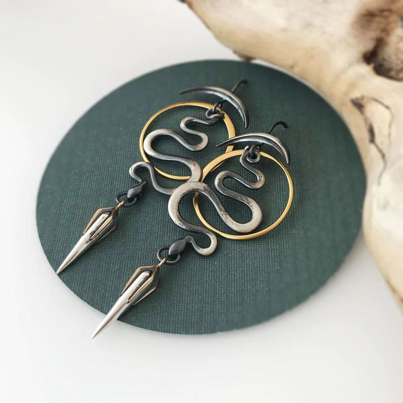 Boucles d'oreilles spirales géométriques irrégulières Serpentine
