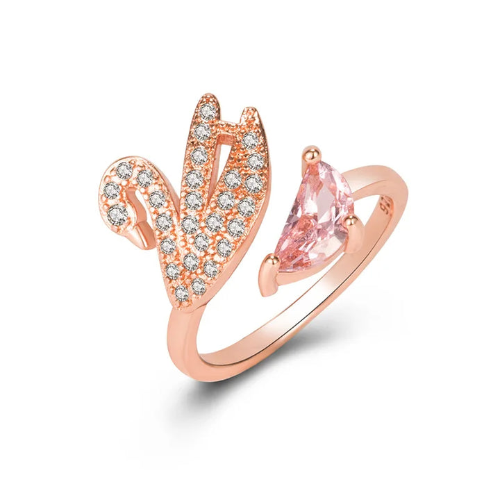 Bague en Cristal de Cygne - Ajustable en Or Rose