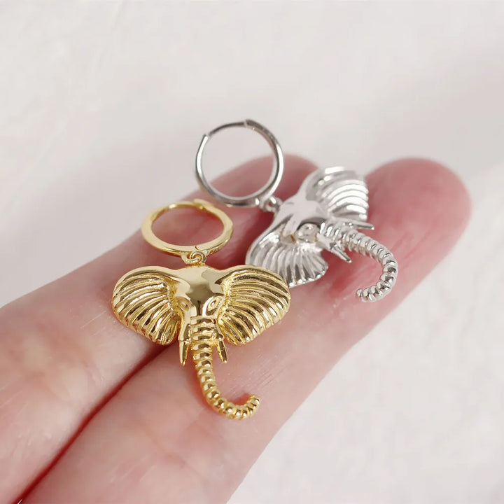Boucles d'oreilles créoles avec charme éléphant
