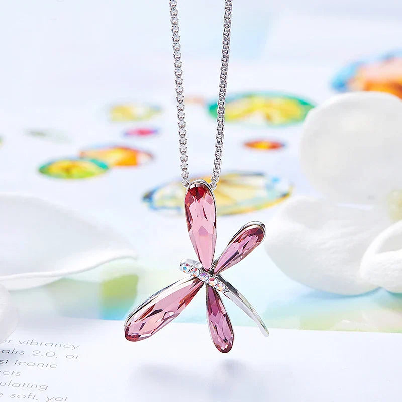 Pendentif en cristal Libellule Rose