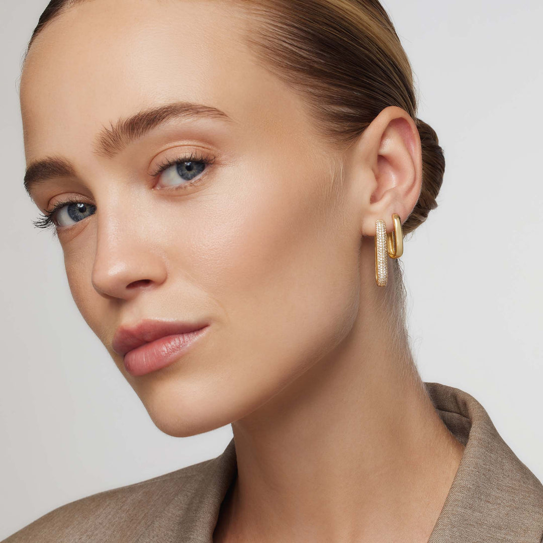 Grandes Boucles Pavées | Or 16k