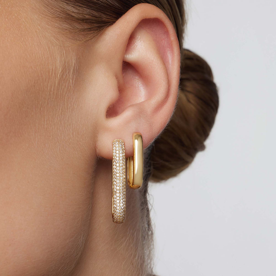 Grandes Boucles Pavées | Or 16k