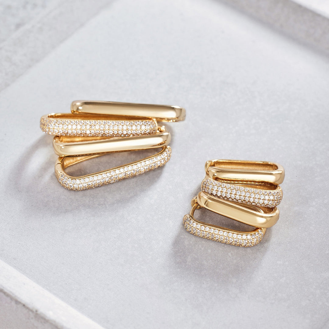Grandes Boucles Pavées | Or 16k