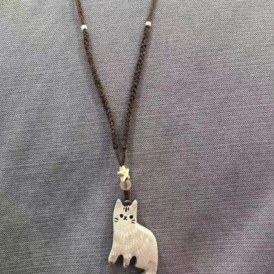 Collier Pendentif Étoile Chat Vintage