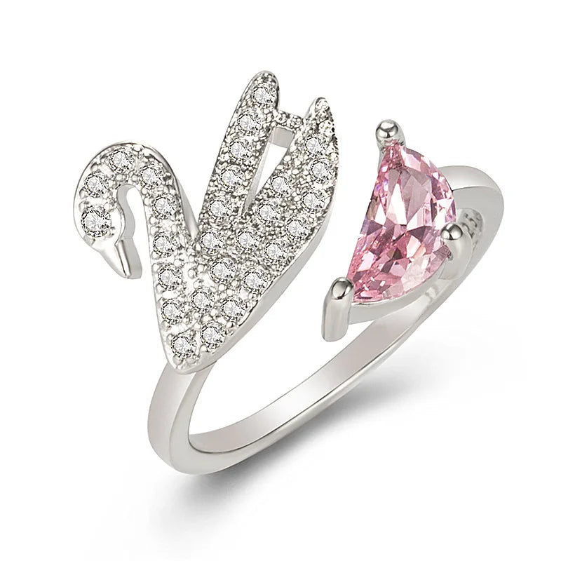 Bague en Cristal de Cygne - Rose Gold Ajustable