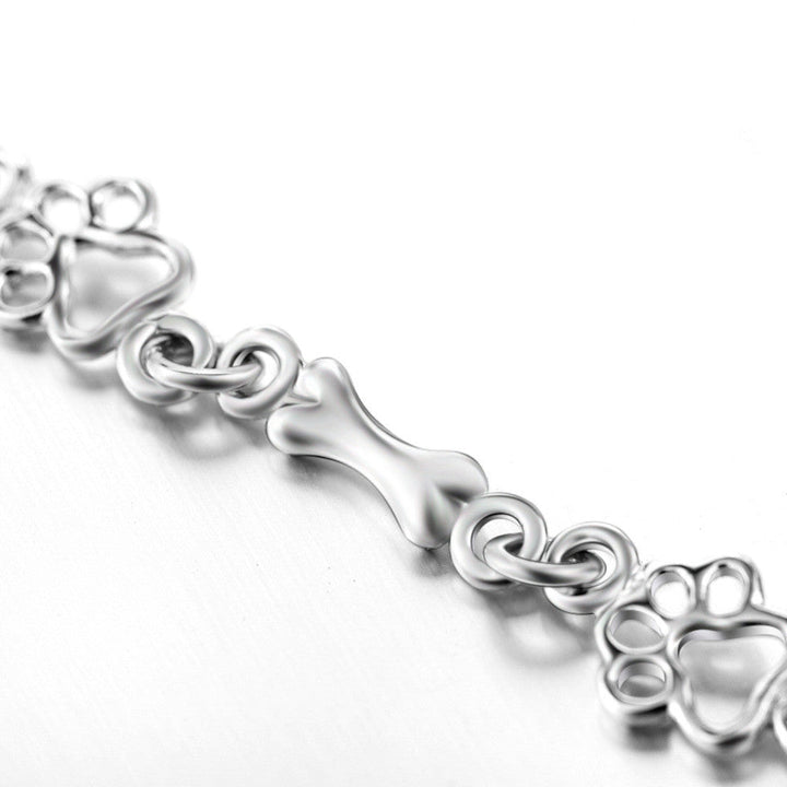 Bracelet en Édition Limitée avec Charms en Argent Pur en Forme de Patte de Chien et d'Os