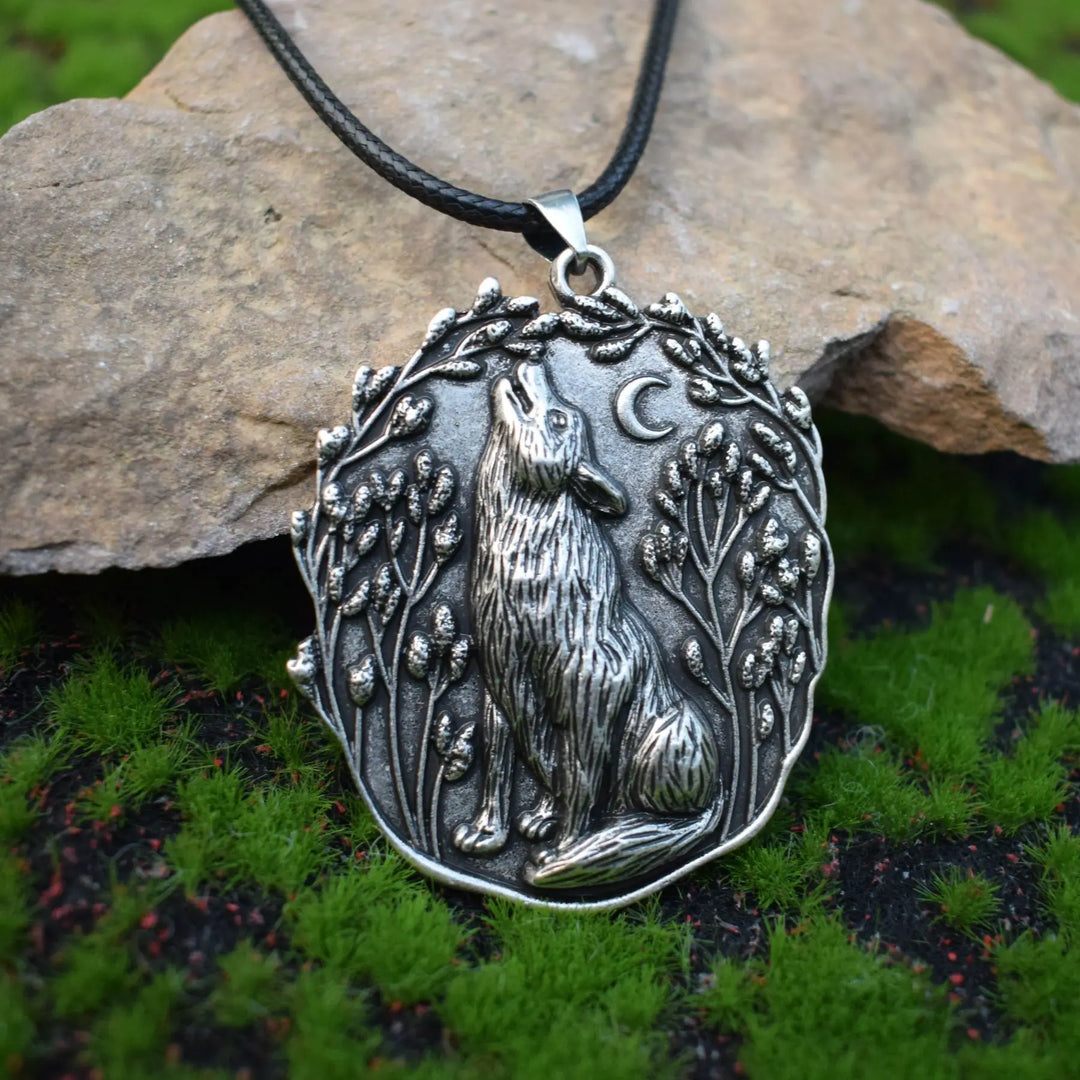 Pendentif Loup de Lune Collier Animal Spirituel