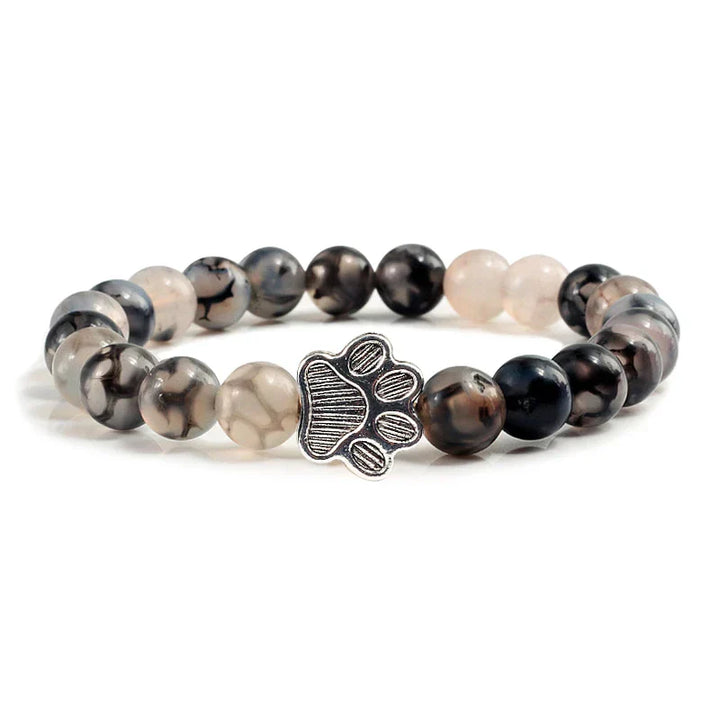 Bracelet en perles avec motif de patte – Design en pierre naturelle