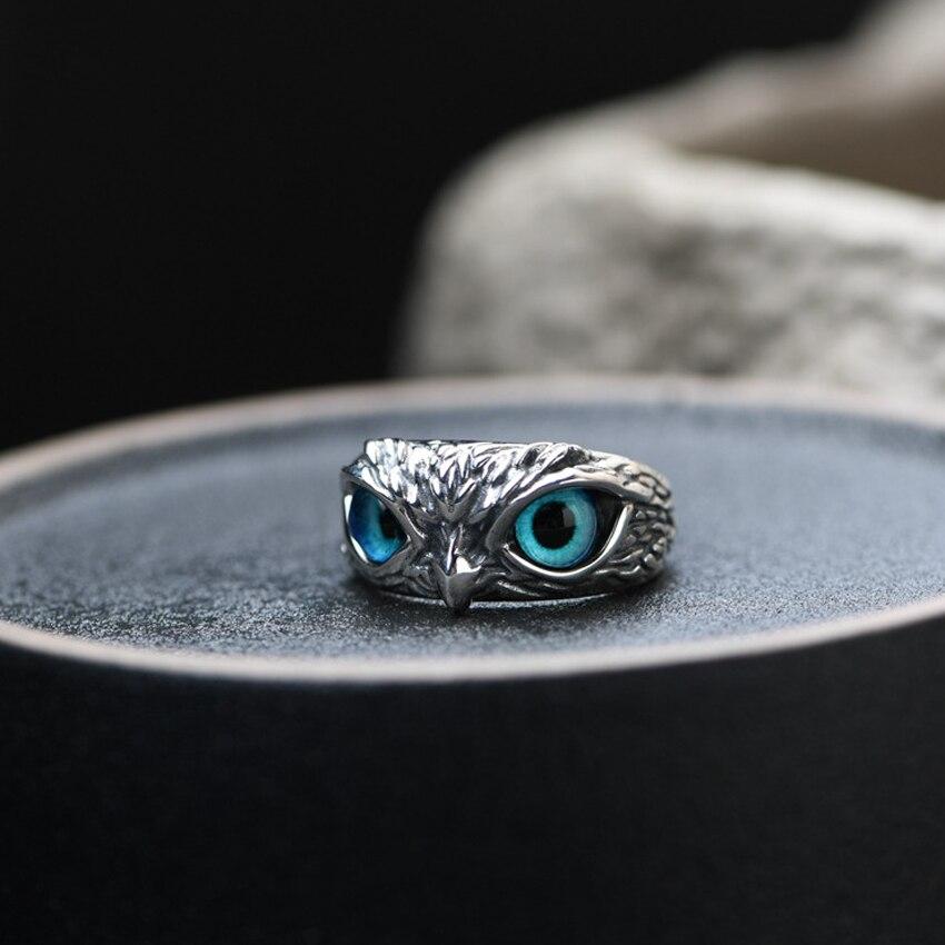 Bague Ajustable Hibou de Bonheur en Argent et Opale