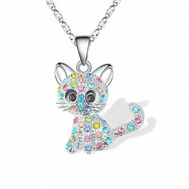 Collier en Zirconia Coloré avec des Chatons Argentés