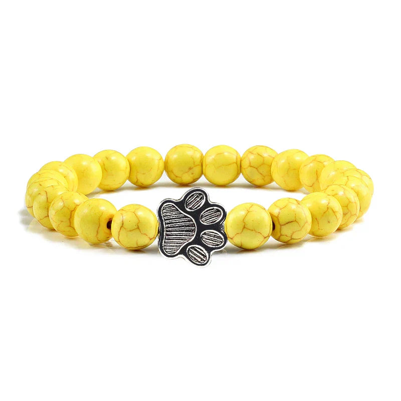 Bracelet en perles avec motif de patte – Design en pierre naturelle