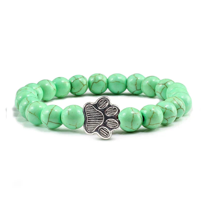 Bracelet en perles avec motif de patte – Design en pierre naturelle