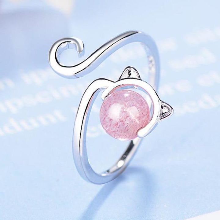 Bague Chaton Rose en Argent Sterling 925 et Agate