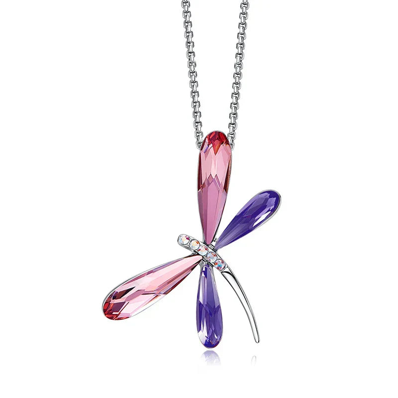 Pendentif en cristal Libellule Rose