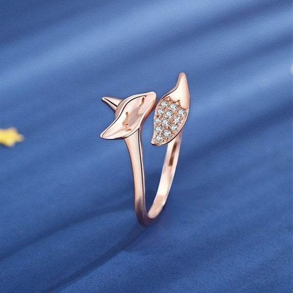 Bague Renard Argenté Rose