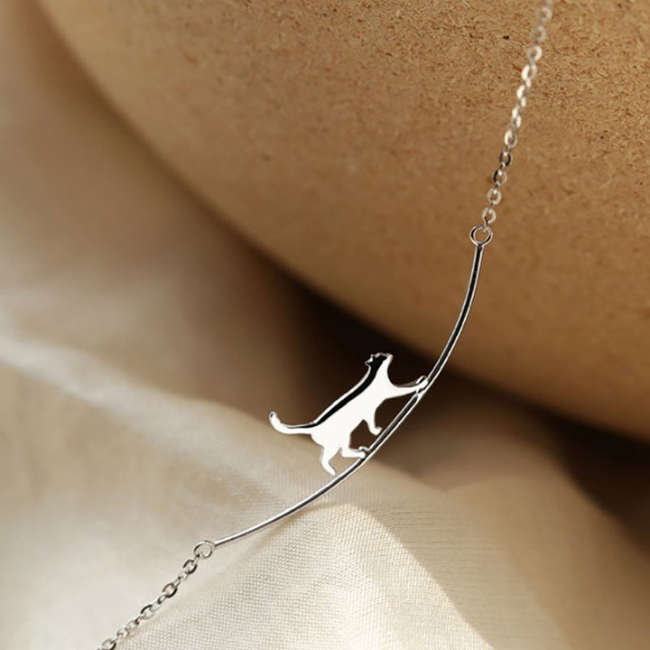 Collier de Chat Grimpant en Argent