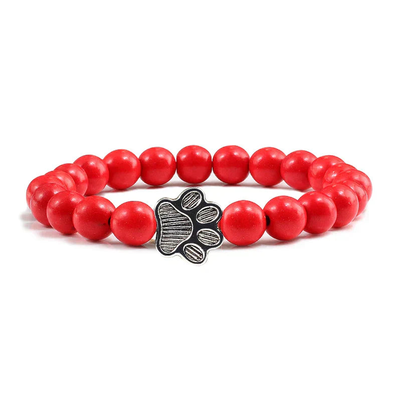 Bracelet en perles avec motif de patte – Design en pierre naturelle
