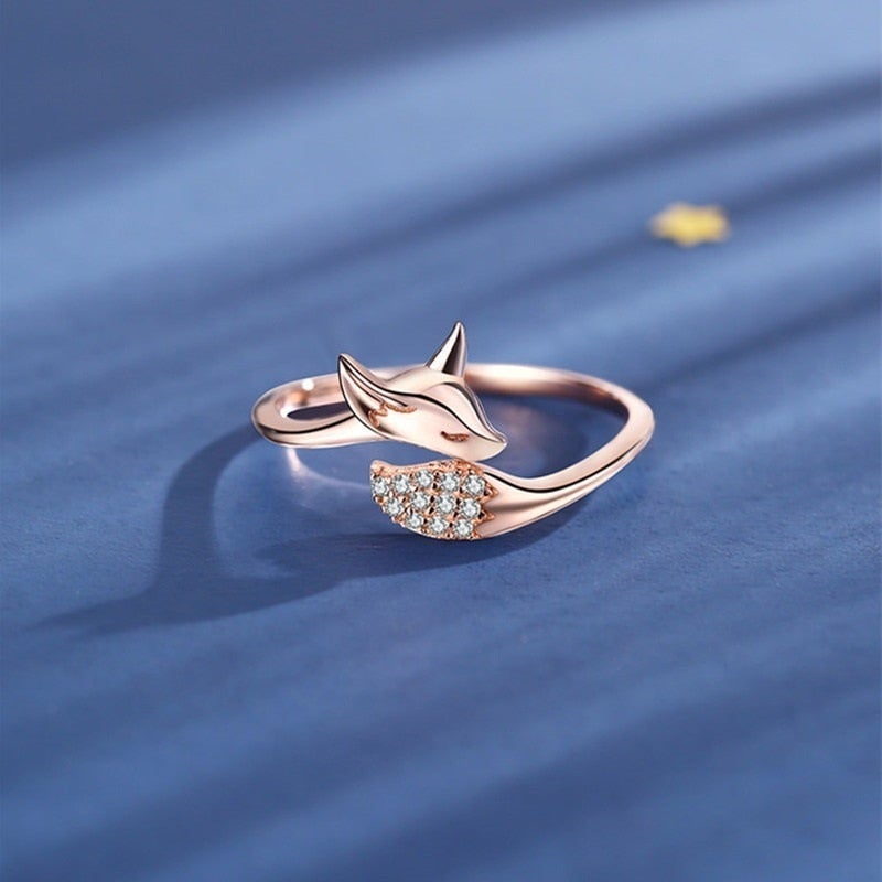 Bague Renard Argenté Rose