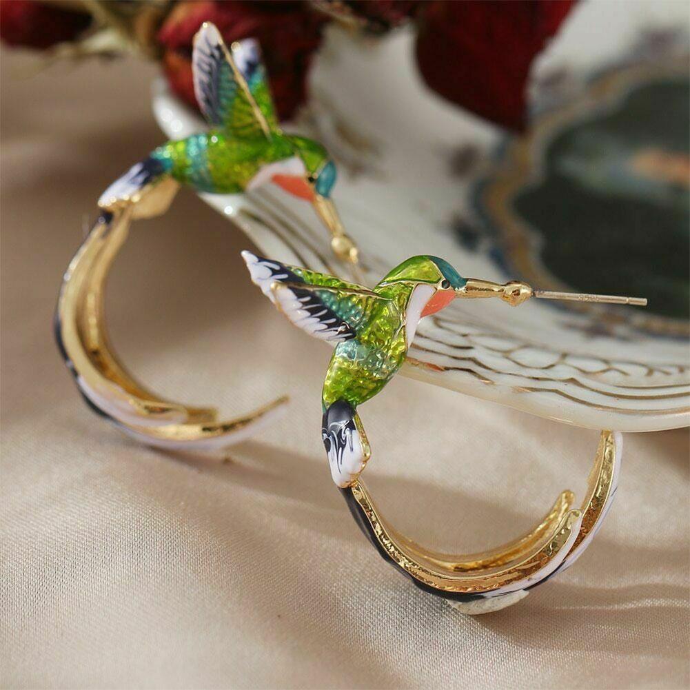 Boucles d'oreilles créatives uniques en forme de colibri
