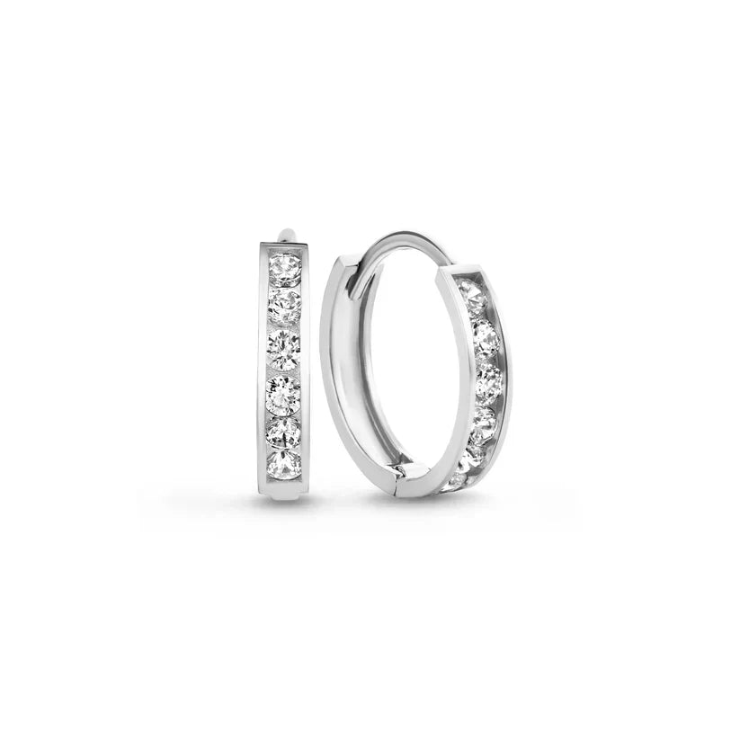 Ensemble de Boucles d'Oreilles en Pierre Dara Brillane | Or Blanc