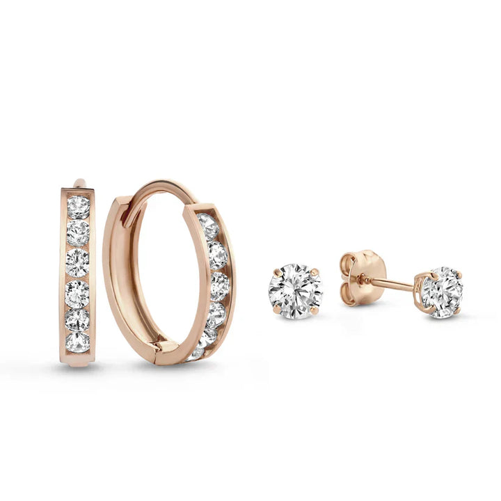 Ensemble de Boucles d'Oreilles en Pierre Dara Brillane | Or