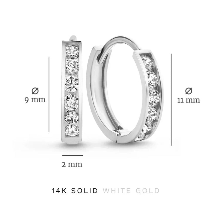Ensemble de Boucles d'Oreilles en Pierre Dara Brillane | Or Blanc