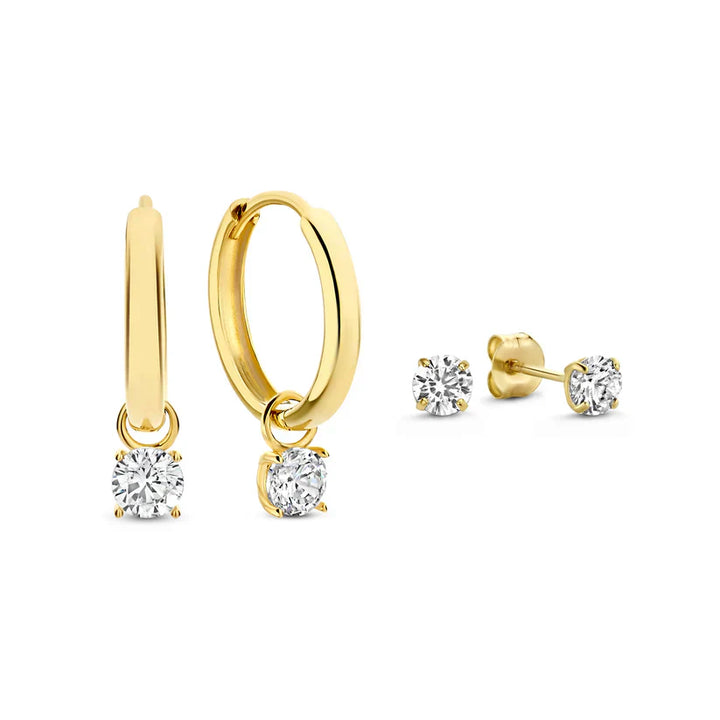 Boucles d'oreilles en Pierre Larmes de Lune | Or