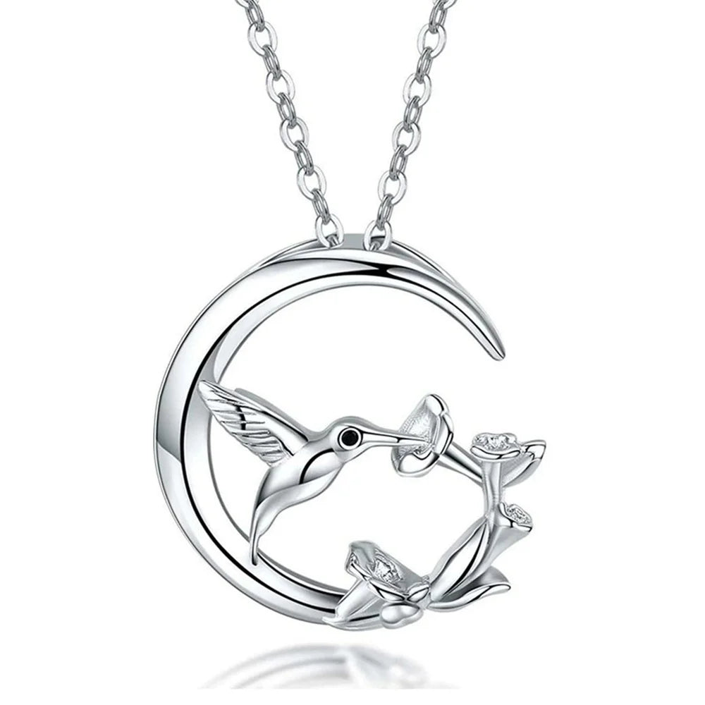 Pendentif en Argent Vintage Oiseau de Lune
