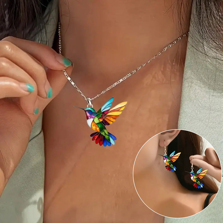 Collier de Colibri Magnifique avec Boucles d'Oreilles Bonus – Offre Limitée