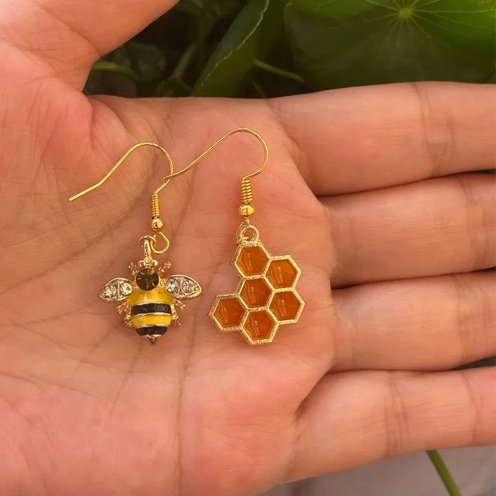 Boucles d'oreilles en cristal Abeille Dorée & Rayon de Miel