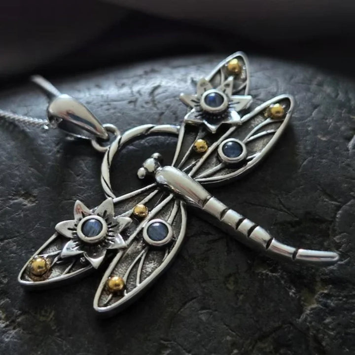 Collier Pendentif en Cristal Libellule Vintage