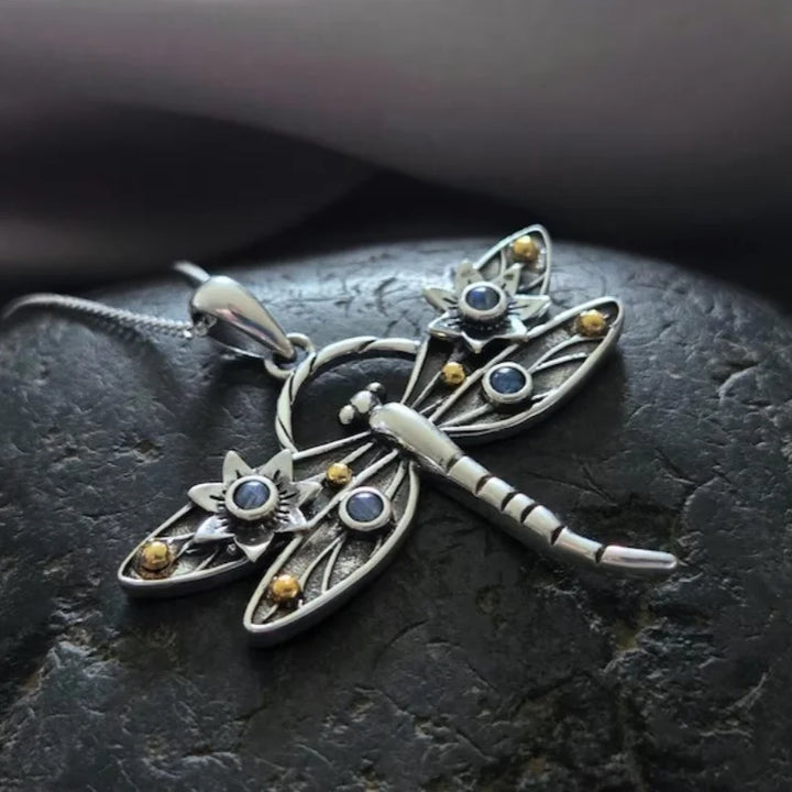 Collier Pendentif en Cristal Libellule Vintage