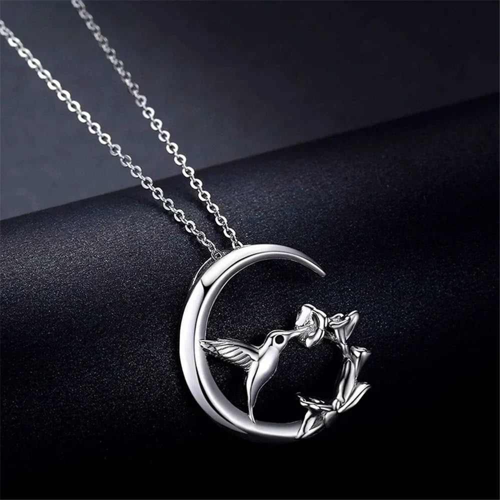Pendentif en Argent Vintage Oiseau de Lune