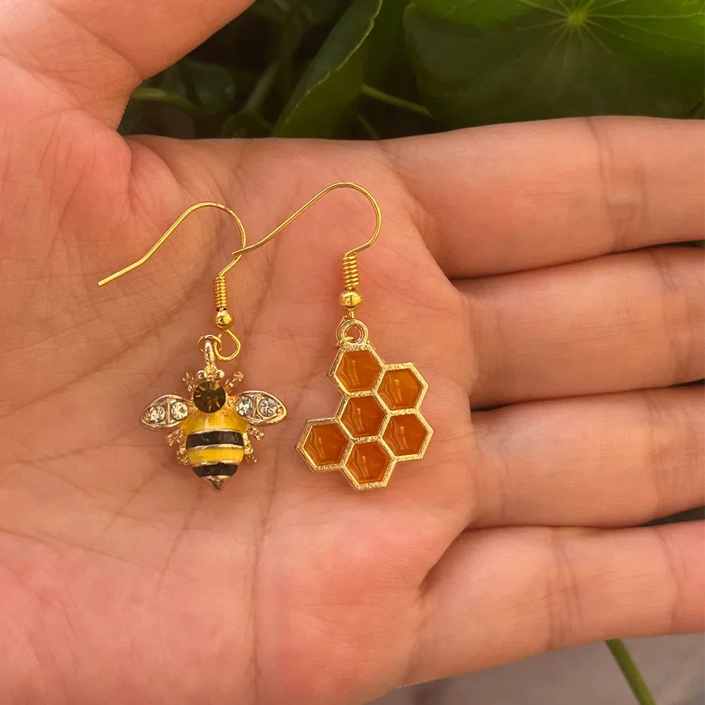 Boucles d'oreilles en cristal Abeille Dorée & Rayon de Miel