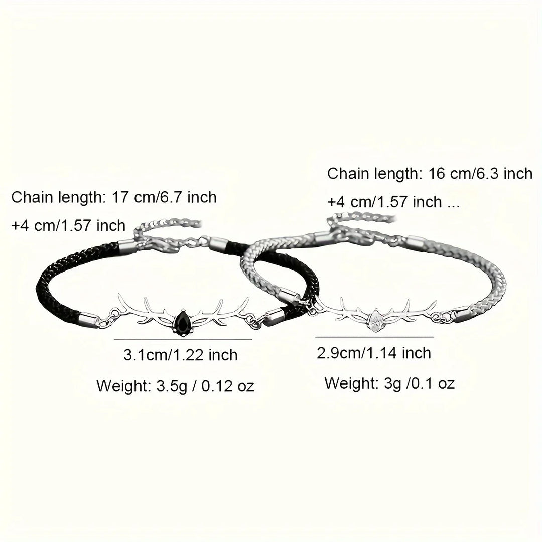 Bracelet en Cœur de Corne de Cerf avec Zircon