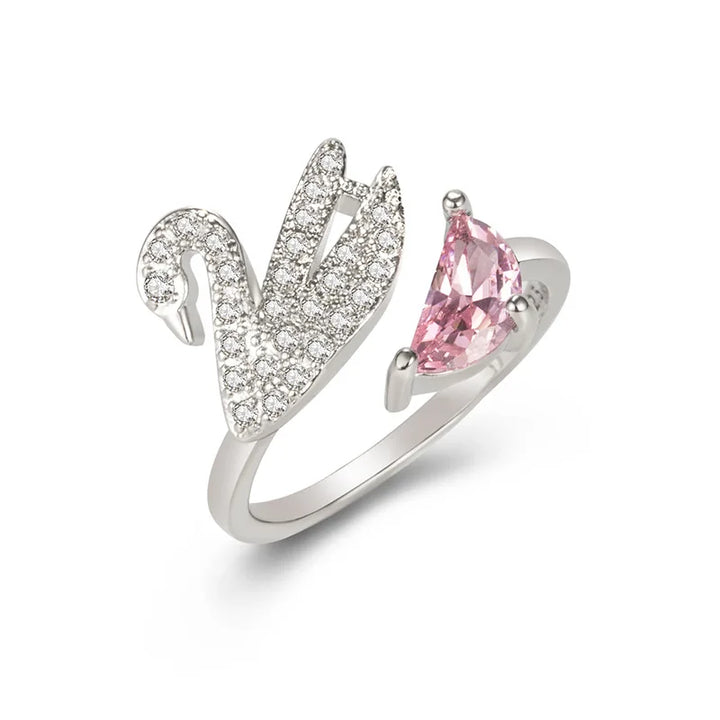 Bague en Cristal Cygne - Ajustable Or Rose
