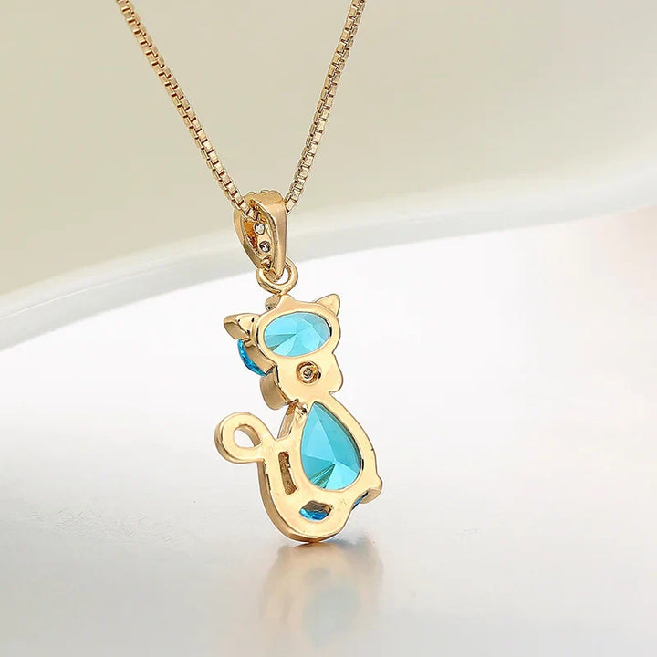 Collier Pendentif Chat en Cristal