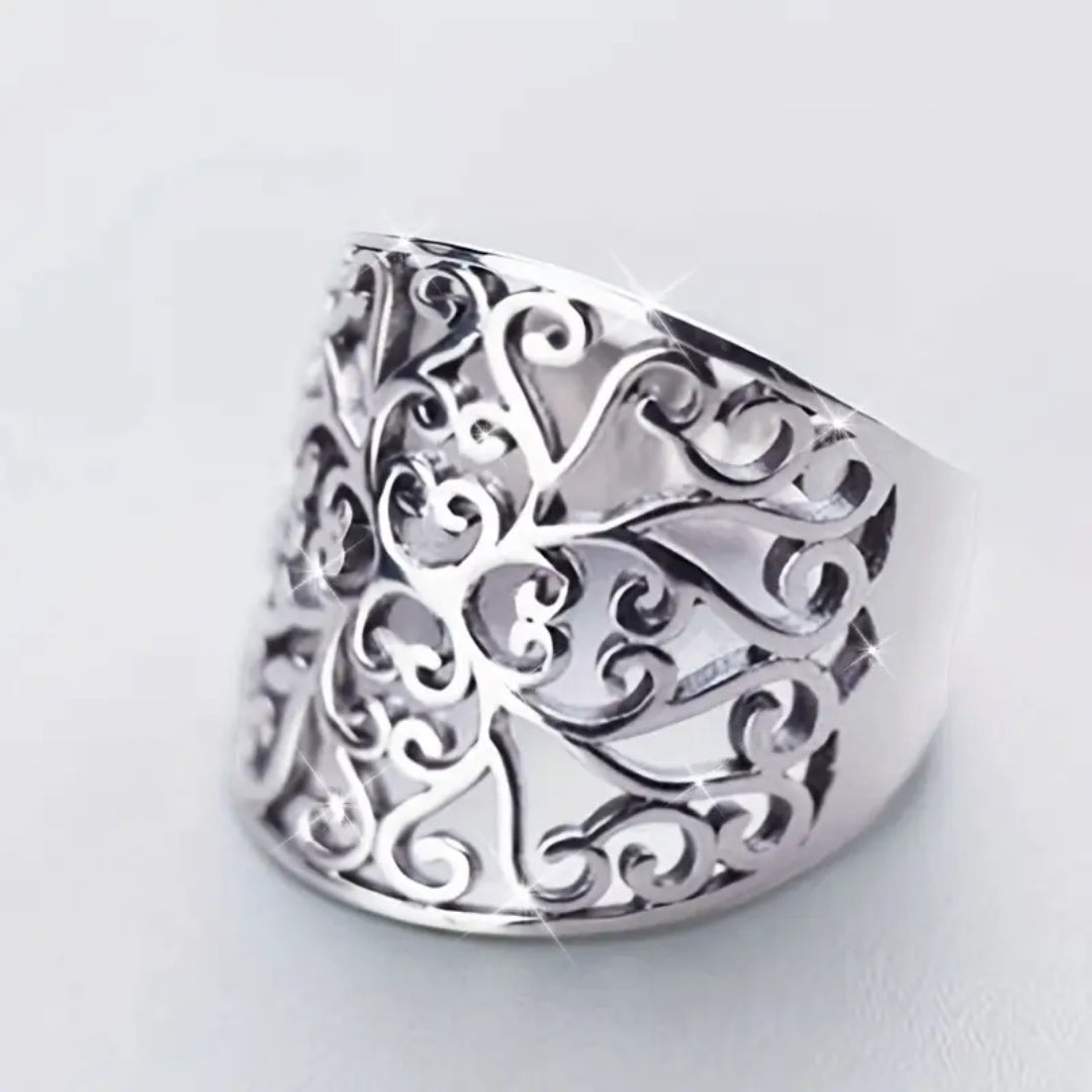 Bague Argentée en Lierre Creux