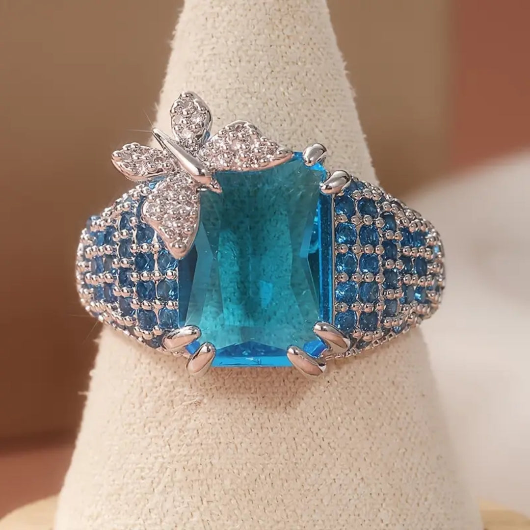 Bague Papillon Bleu Brillant