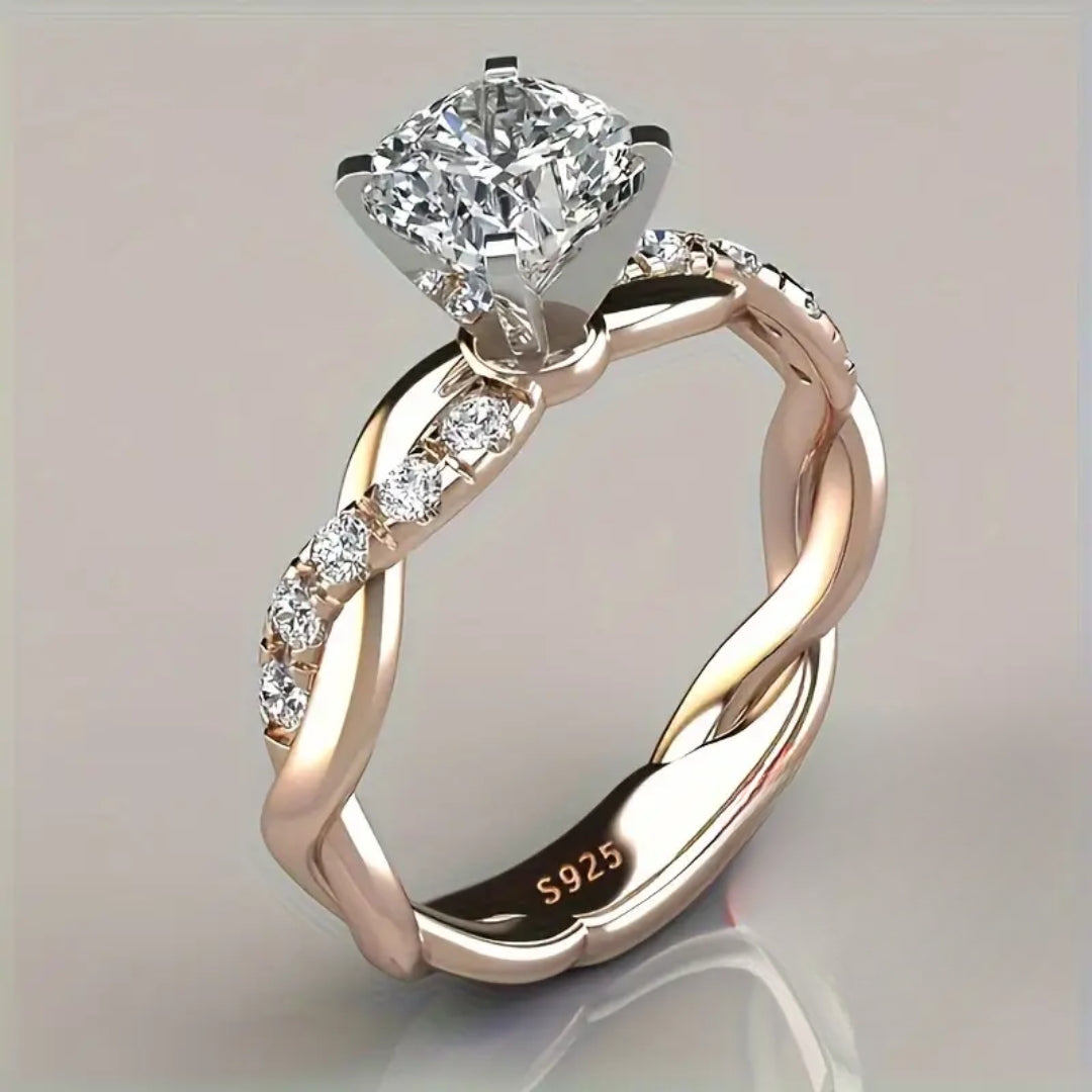 Bague tressée en cristal rose éclatant