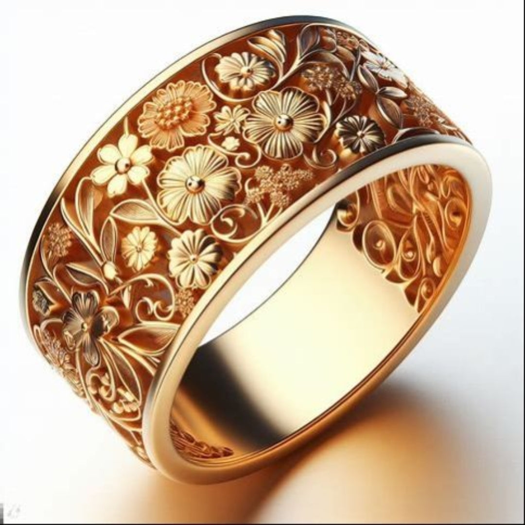 Bague Dorée de Sentier Floral Exotique