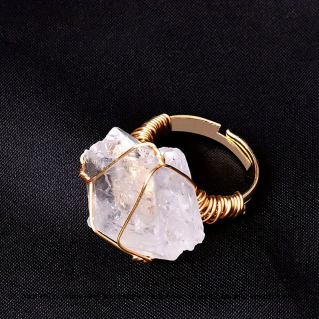 Bague en Or avec Quartz Blanc