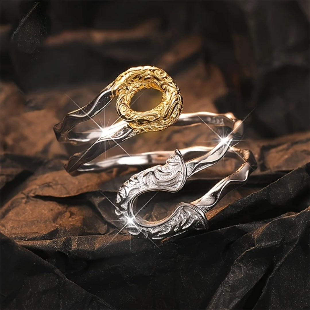 Bague Branche Ajustable en Or et Argent