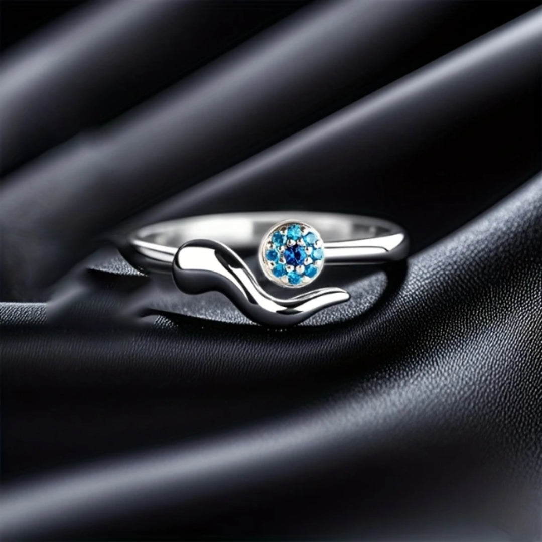 Bague Argentée Bleue Éclairable