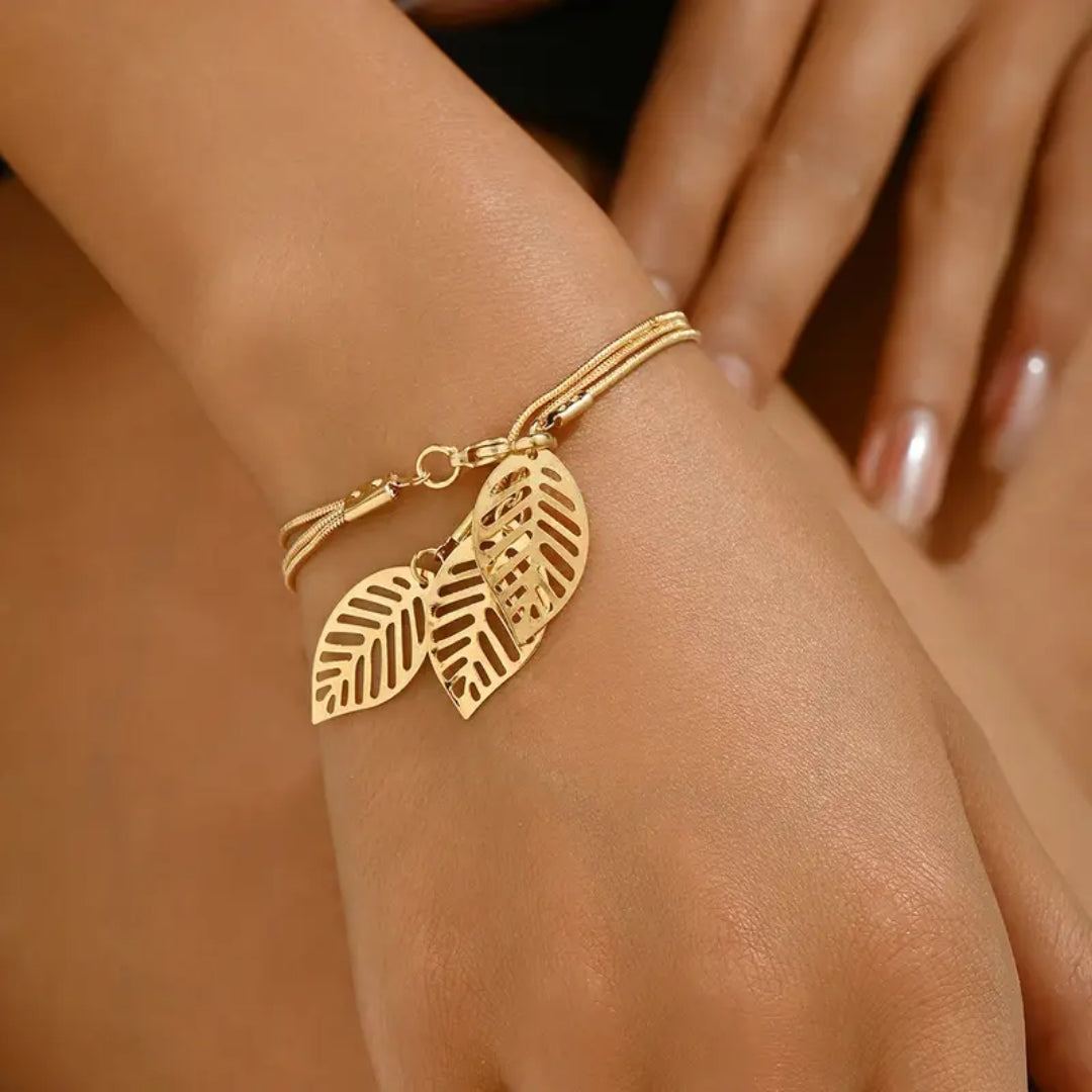 Bracelet en Charme Or Feuille