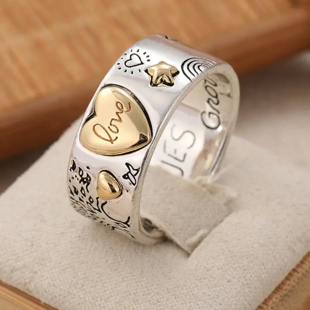 Bague Trail en Coeur en Or et Argent