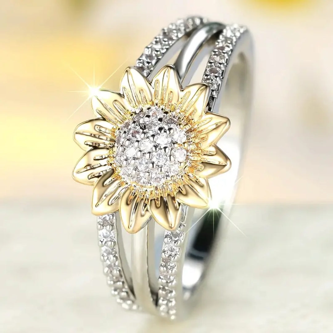 Bague en Zirconium Argenté Tournesol