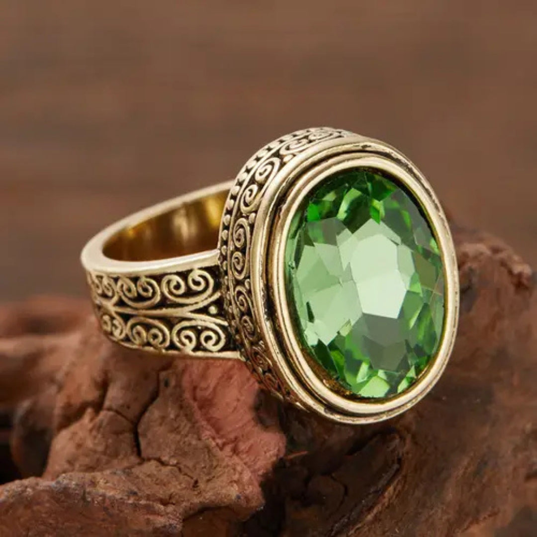 Bague en Or Olive Verte Ronde