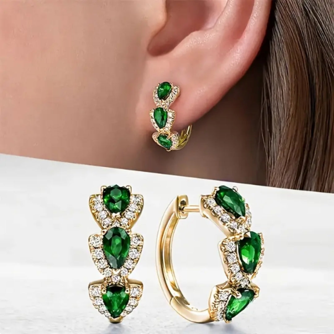 Boucles d'oreilles en or avec cristal vert